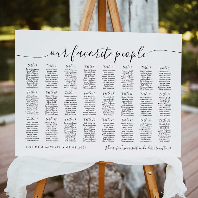 24 Table Elegant Our Favourite People Seating Char Poster (Creator Uploaded)