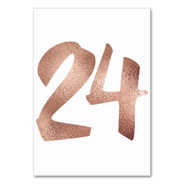 24 Table  Number White Metallic Pink Rose Gold (Back)