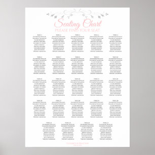 24 Table Pink & Grey Wedding Seating Chart