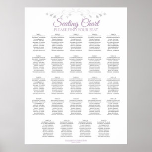 24 Table Purple & Grey Wedding Seating Chart