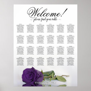 24 Table Royal Purple Rose Wedding Seating Chart