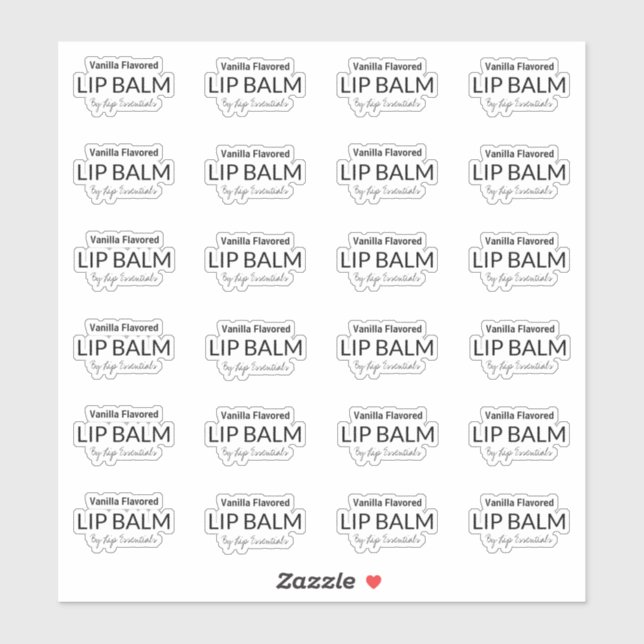24 Transparent Die Cut Lip Balm 1.8 Inch Labels (Sheet)