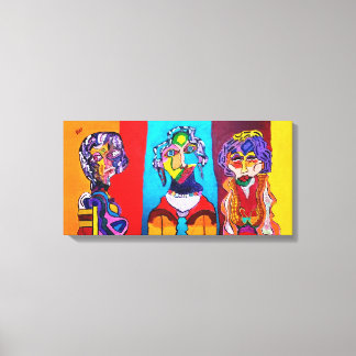 24" X 12" STRETCHED CANVAS ABSTRACT LADIES PRINT