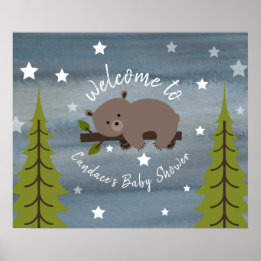 24" x 20" Sleepy Bear Baby Shower Poster