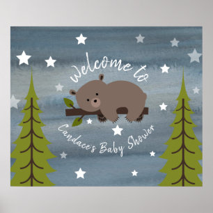 24" x 20" Sleepy Bear Baby Shower Poster