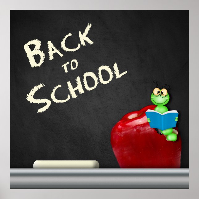 24" x 24", BACK TO SCHOOL Poster/(Matte) BOOKWORM Poster (Front)