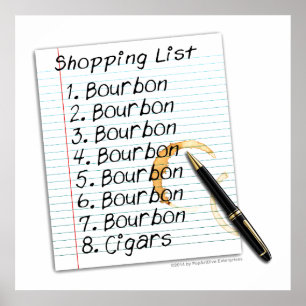 24" X 24" POSTER - BOURBON LOVERS SHOPPING LIST