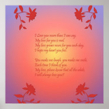 24" x 24" Romantic Love Poem Poster