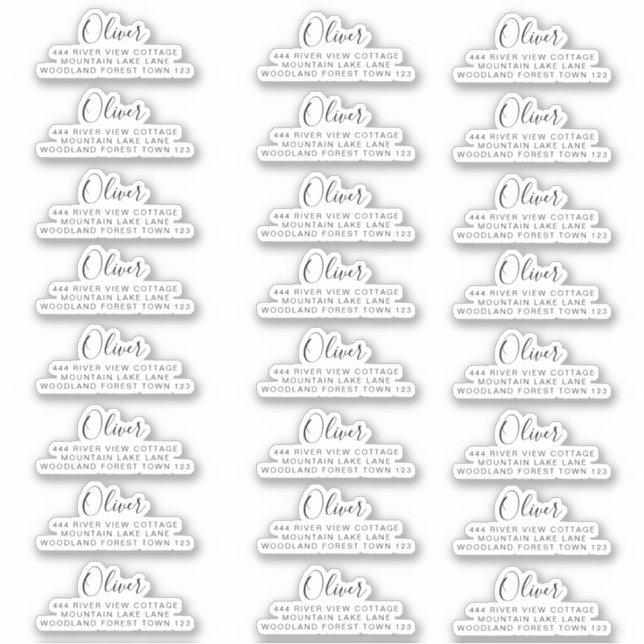 24 x Return Address Classic Signature Black White  (Front)