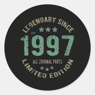 24 Year Old Bday 1997 Legend Since 24th Birthday Classic Round Sticker