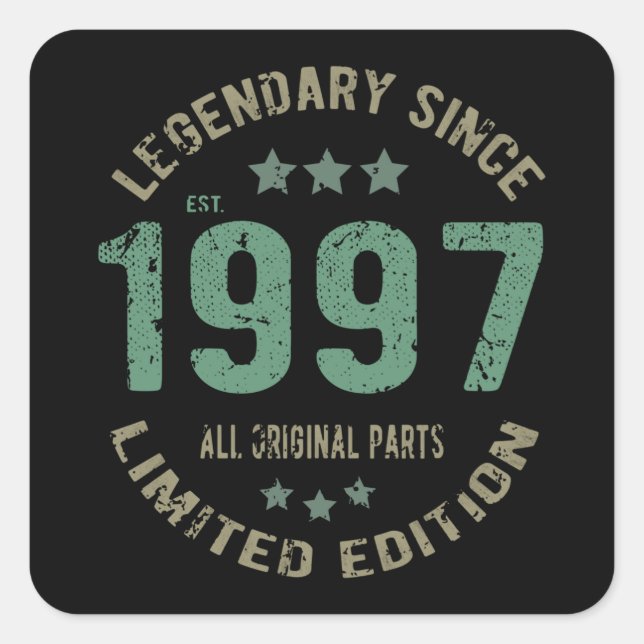 24 Year Old Bday 1997 Legend Since 24th Birthday Square Sticker (Front)