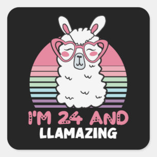24 Year Old Bday Llamazing 24th Birthday Llama Square Sticker