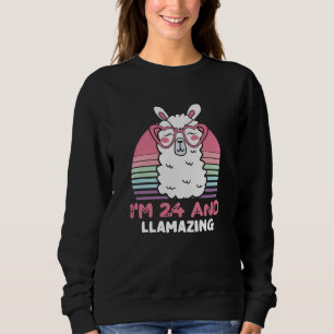 24 Year Old Bday Llamazing 24th Birthday Llama Sweatshirt