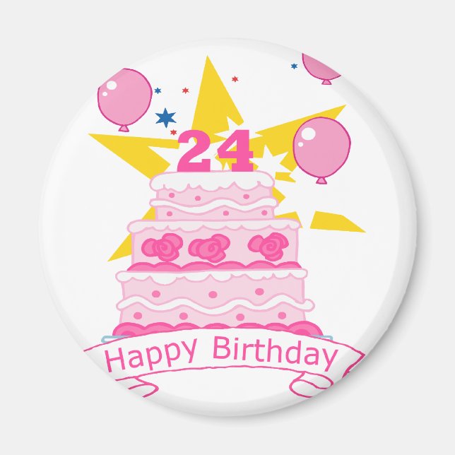 24 Year Old Birthday Cake Magnet (Front)