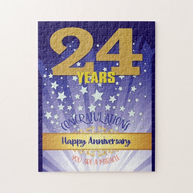 24 Year Recovery Anniversary Bold Numeral Jigsaw Puzzle (Vertical)