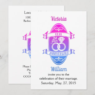 24 Year traditional opal 24th  wedding anniversary Invitation