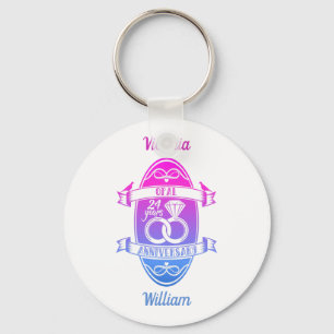 24 Year traditional opal 24th  wedding anniversary Key Ring
