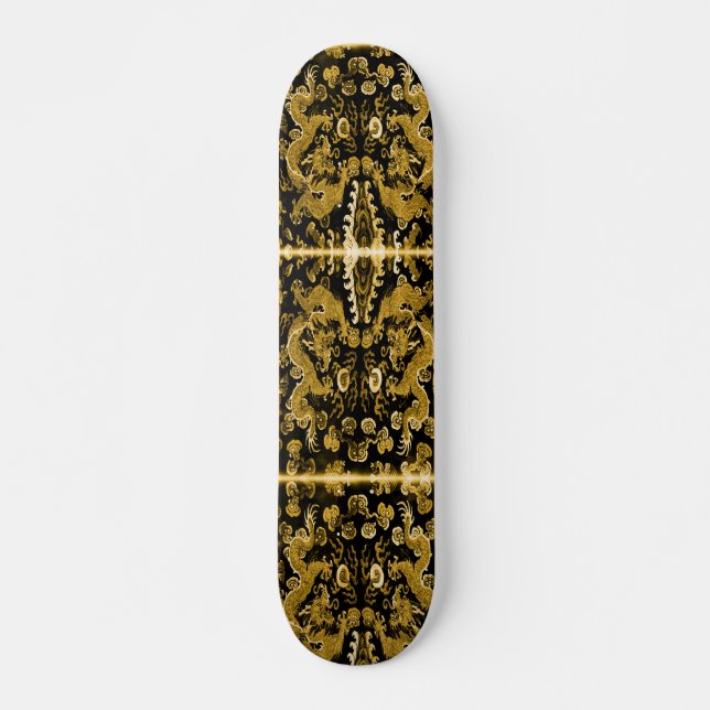 24K Gold Dragon Inlay Element Custom Pro Board Skateboard (Front)