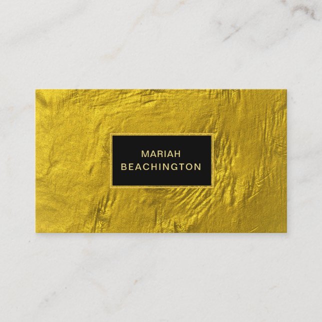 *~* 24k Gold Foil and Gold Glitter Black Frame Business Card (Front)