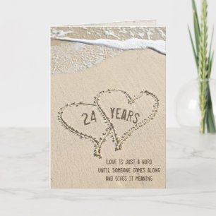 24th Anniversary Beach Hearts Card