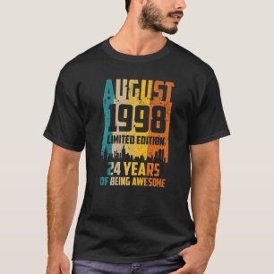 24th Birthday 24 Years Awesome Since August 1998 V T-Shirt