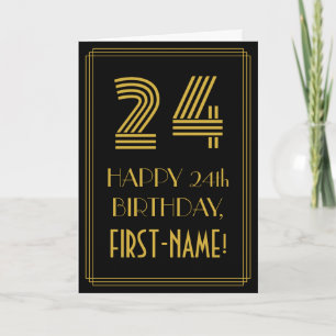 24th Birthday: Art Deco Inspired Look "24" & Name Card