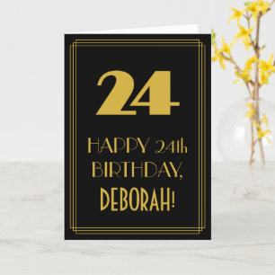 24th Birthday – Art Deco Inspired Look "24" & Name Card