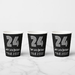 24th Birthday — Art Deco Inspired Look “24”  Paper Cups
