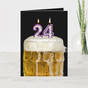 24th Birthday Beer on black Card