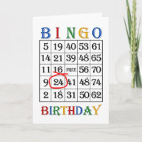 24th Birthday Bingo card