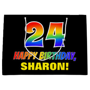 24th Birthday: Bold, Fun, Simple, Rainbow 24 Large Gift Bag