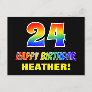 24th Birthday: Bold, Fun, Simple, Rainbow 24 Postcard