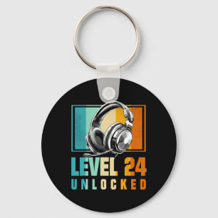 24th Birthday Boy Video Gamer Level 24 Unlocked Bo Key Ring