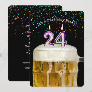24th Birthday Candle Party Invitation