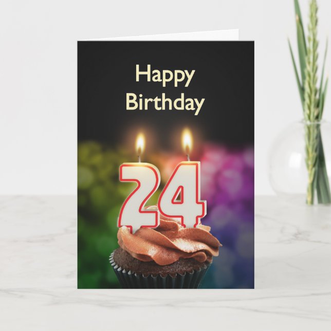 24th Birthday card with Candles (Front)