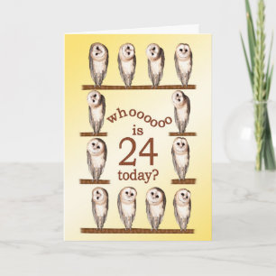 24th birthday, Curious owls card. Card