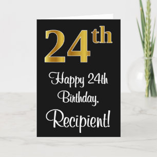 24th Birthday ~ Elegant Luxurious Faux Gold Look # Card