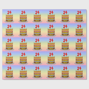 24th Birthday: Fun Cake and Candles + Custom Name Wrapping Paper
