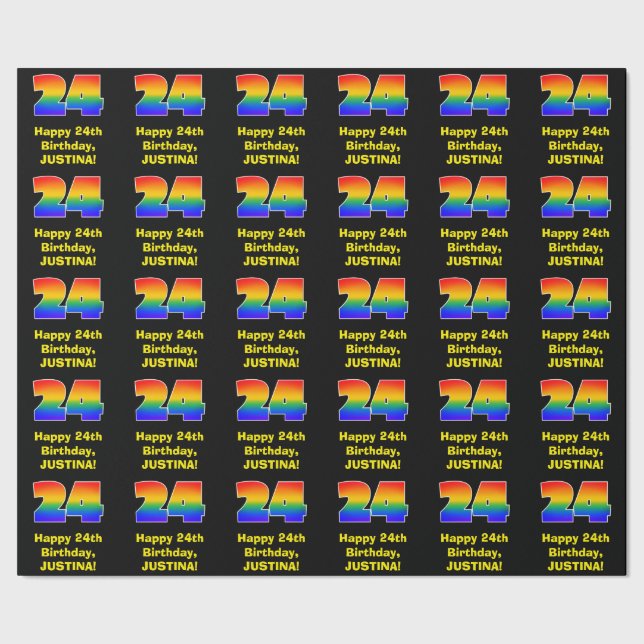 24th Birthday: Fun, Colourful Rainbow Inspired # 2 Wrapping Paper (Seam)