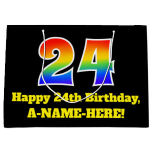24th Birthday ~ Fun, Colourful, Vibrant, Rainbow 2 Large Gift Bag