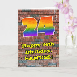 24th Birthday: Fun Graffiti-Inspired Rainbow 24 Card