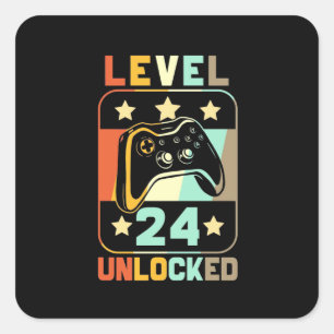 24th Birthday Gift Level 24 Unlocked Square Sticker