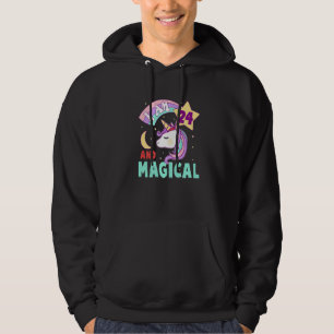 24th Birthday Girl Unicorn Rainbow I Am 24 And Mag Hoodie