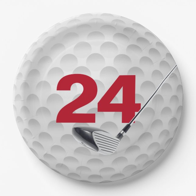 24th Birthday Golf Ball Design Paper Plate (Front)