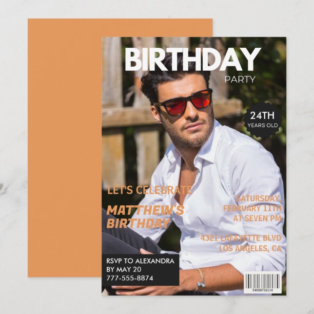 24th birthday invitations for him Magazine Cover (Front/Back)