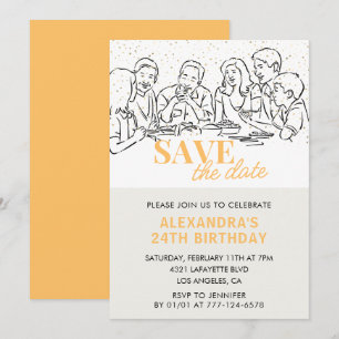 24th birthday invitations Save the date Dinner