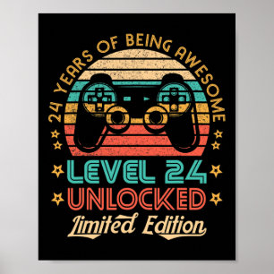 24th Birthday Level 24 Unlocked Limited Edition Ga Poster