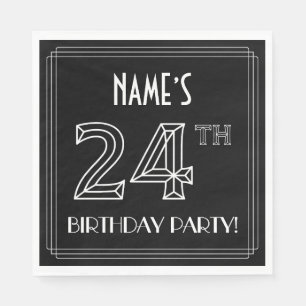 24th Birthday Party: Art Deco Style + Custom Name Napkin