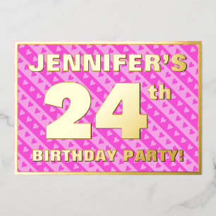 24th Birthday Party — Fun Pink Hearts and Stripes