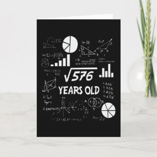 24th Birthday Square Root Math 24 Years Old Bday Card